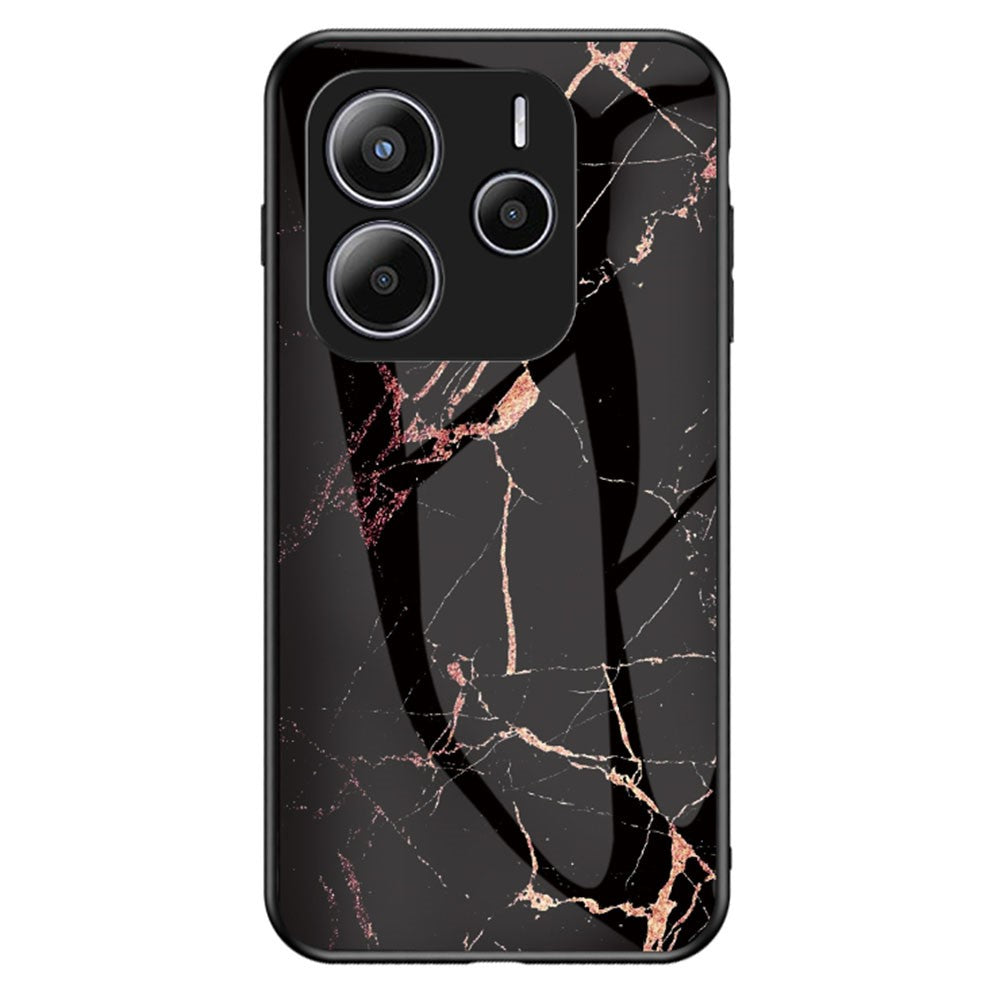 For Xiaomi Redmi Note 14 5G Case Marble Pattern Tempered Glass + PC + TPU Protective Phone Cover