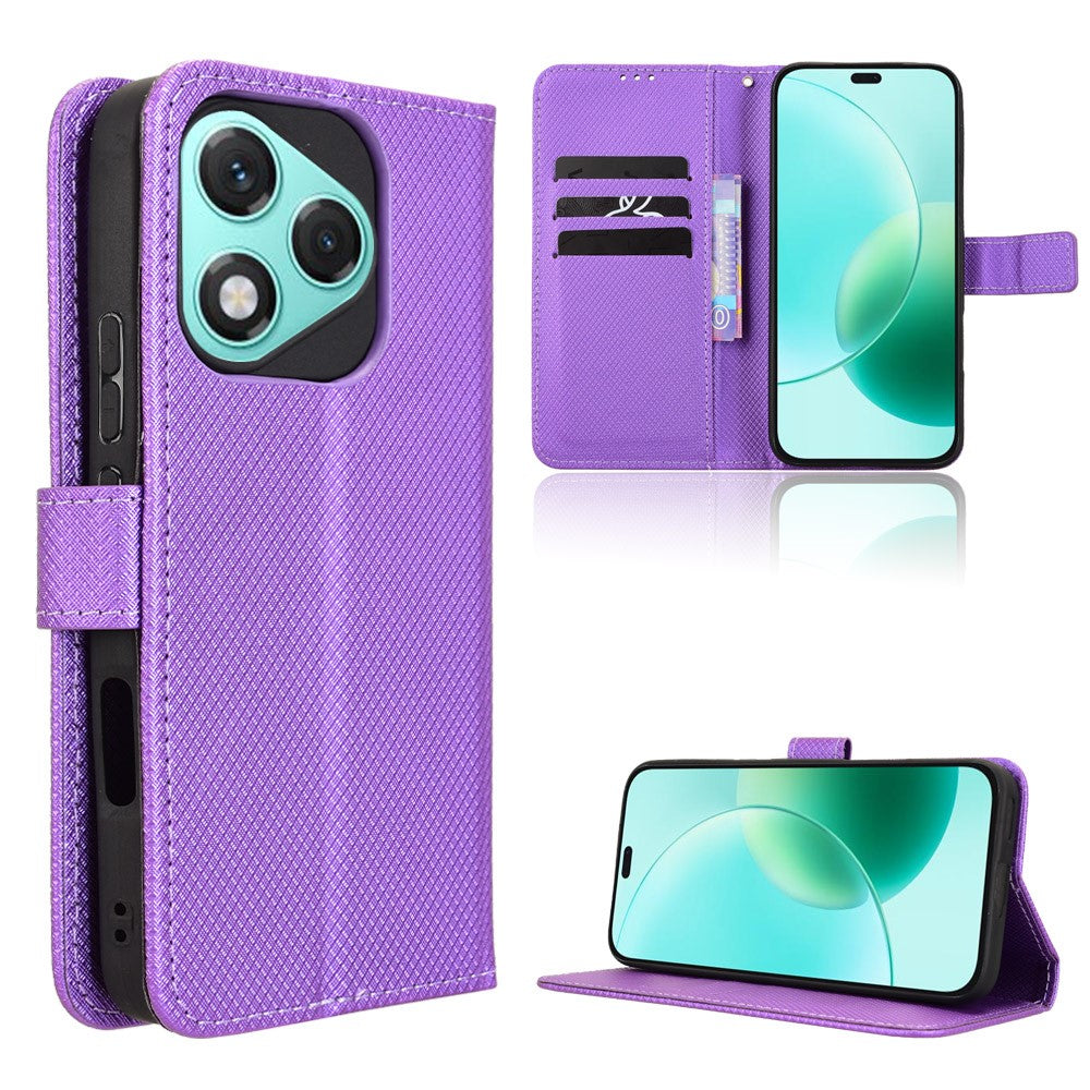 For Honor 400 Lite 5G Leather Wallet Case with Strap Diamond Texture Phone Cover