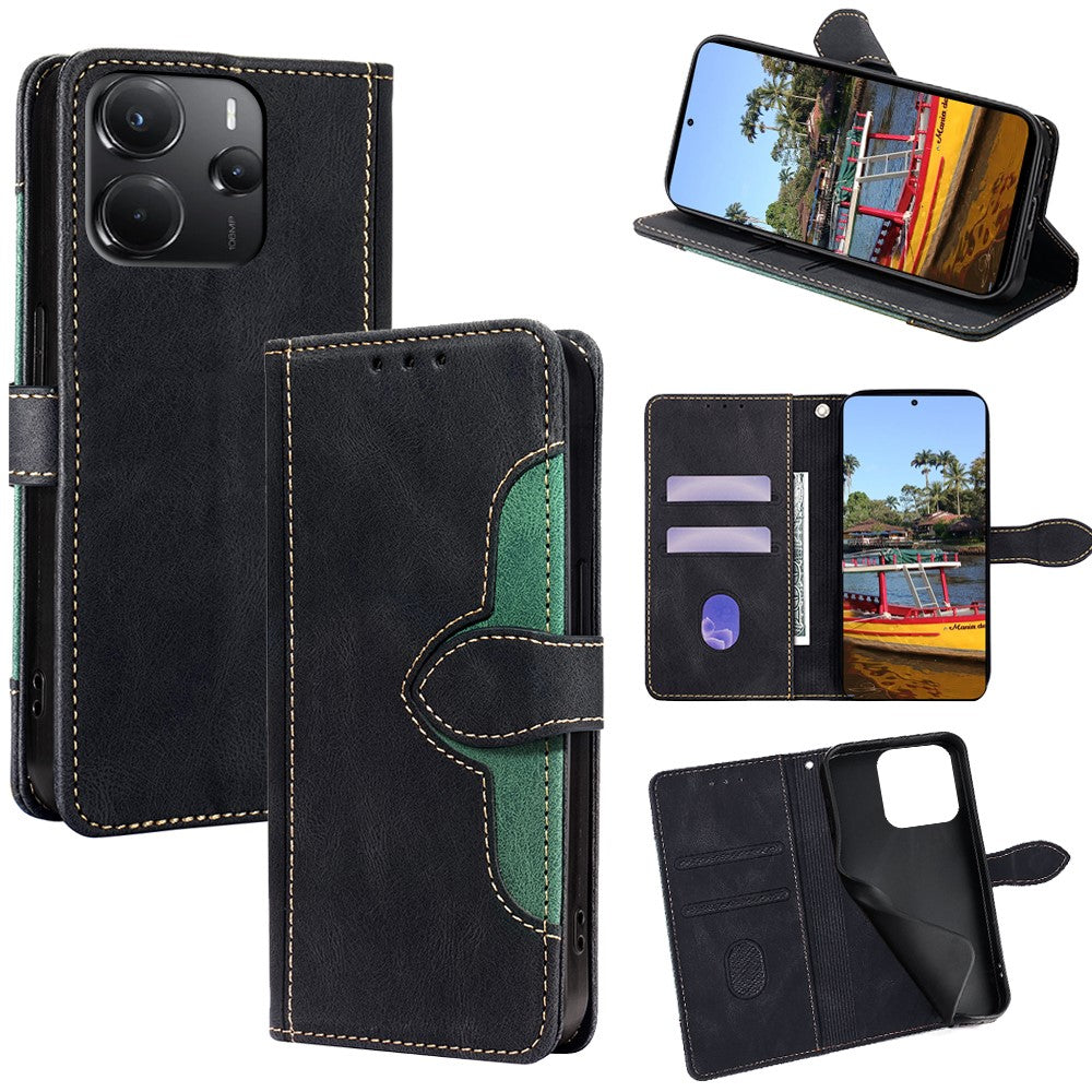 For Xiaomi Redmi Note 14 4G (164.84mm) Case Leather Wallet Phone Cover with Straw Hat Magnetic Clasp