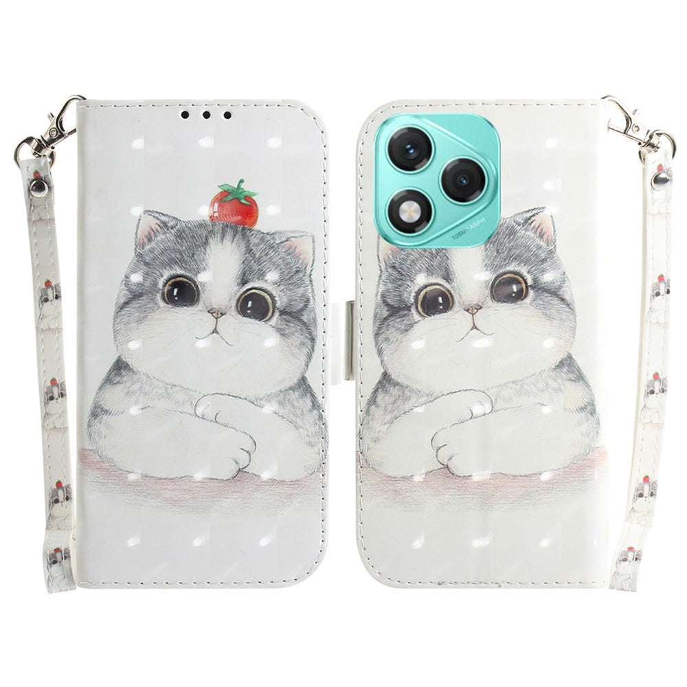 For Honor 400 Lite 5G Case Pattern Printing Leather Wallet Phone Cover with Wrist Strap