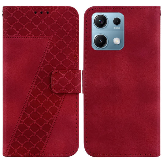 Xiaomi Redmi Note 14S 4G Handyhülle – Standgehäuse mit 7-förmigem Muster-Aufdruck, Leder