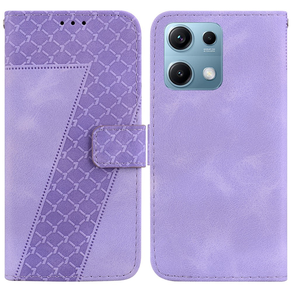 For Xiaomi Redmi Note 14S 4G Stand Case 7-Shaped Pattern Imprint Leather Phone Cover