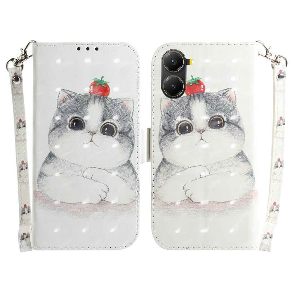 For Xiaomi Poco X7 Pro 5G / Redmi Turbo 4 5G Case Pattern Printing Leather Wallet Phone Cover with Strap