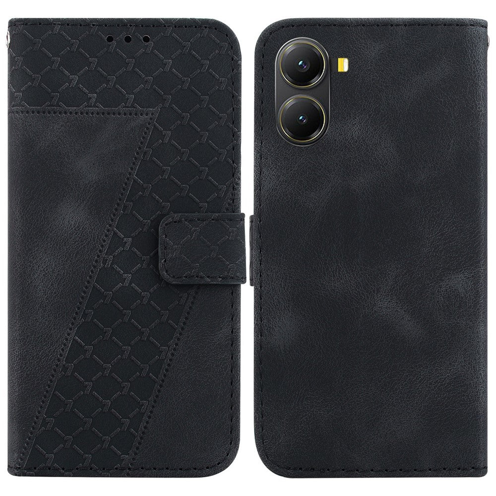 For Xiaomi Poco X7 Pro 5G / Redmi Turbo 4 5G Stand Case 7-Shaped Pattern Imprint Leather Phone Cover