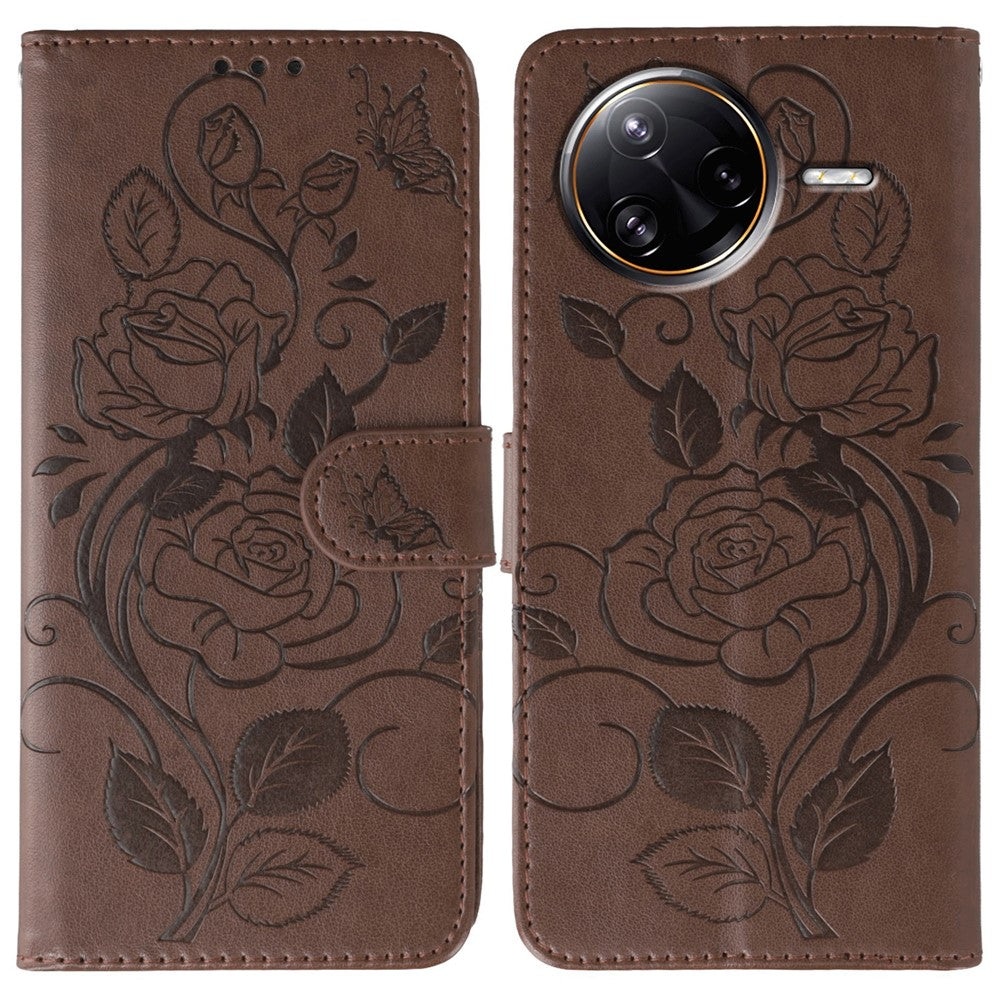 For Xiaomi Poco F7 Ultra 5G / Redmi K80 Pro 5G Case Wallet Stand Imprinted Rose Butterfly PU Leather Phone Cover