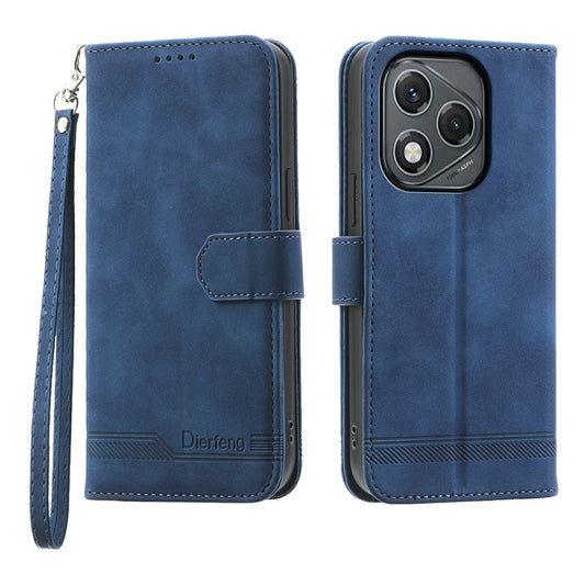 Honor 400 Lite 5G Handyhülle – DIERFENG DF-03 Lines Impressum Brieftasche Leder