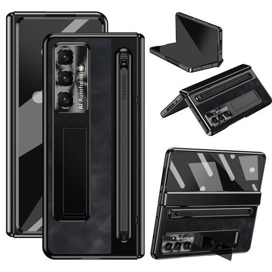 Galaxy Z Fold7 5G – Handyhülle aus Kunststoff, PU-Leder und gehärtetem Glas, mit Ständer, mit Displayschutz, mit Stifthalter