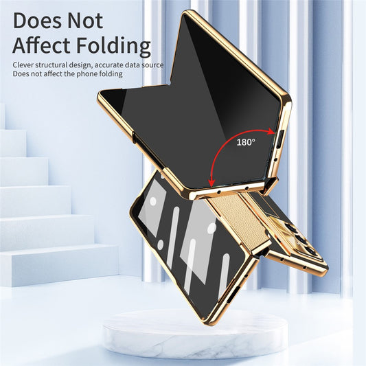 Galaxy Z Fold7 Lederhülle mit Ständer – Mit Panzerglas & Stylus-Halterung