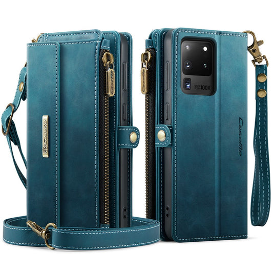 Galaxy S20 Ultra Wallet-Hülle – Mit RFID-blockierende Reißverschluss-Brieftasche, Ständer & Riemen