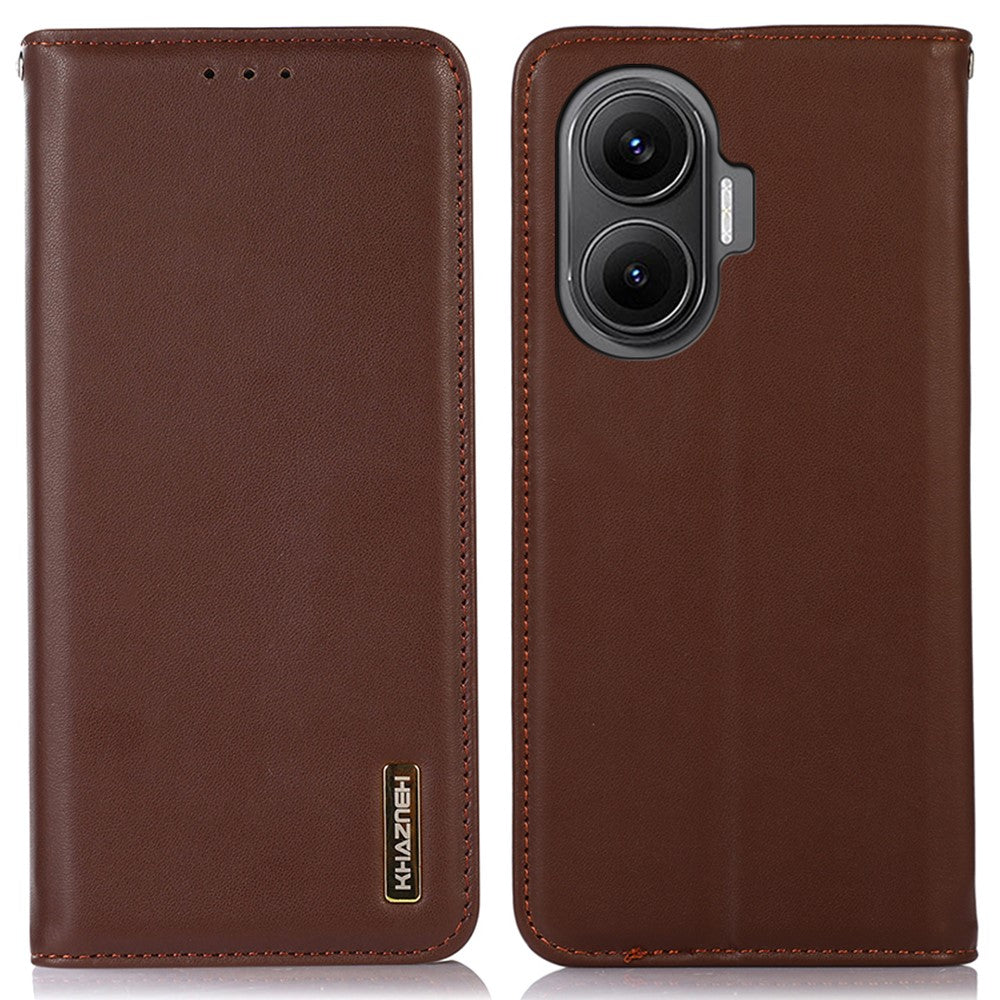 KHAZNEH For Xiaomi Poco F7 5G / Redmi Turbo 4 Pro 5G Case Wallet Genuine Cow Leather Phone Cover Nappa Texture