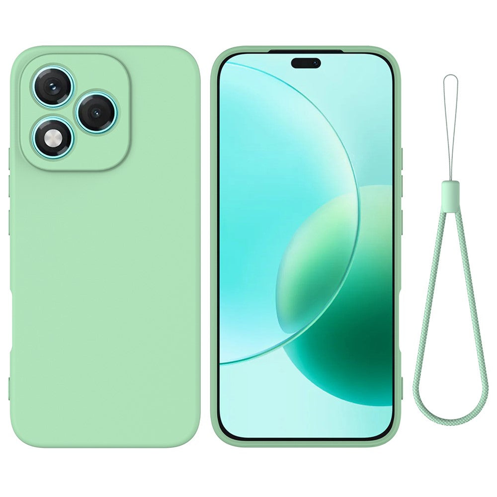 For Honor 400 Lite 5G Liquid Silicone Case Phone Back Cover with Hand Strap