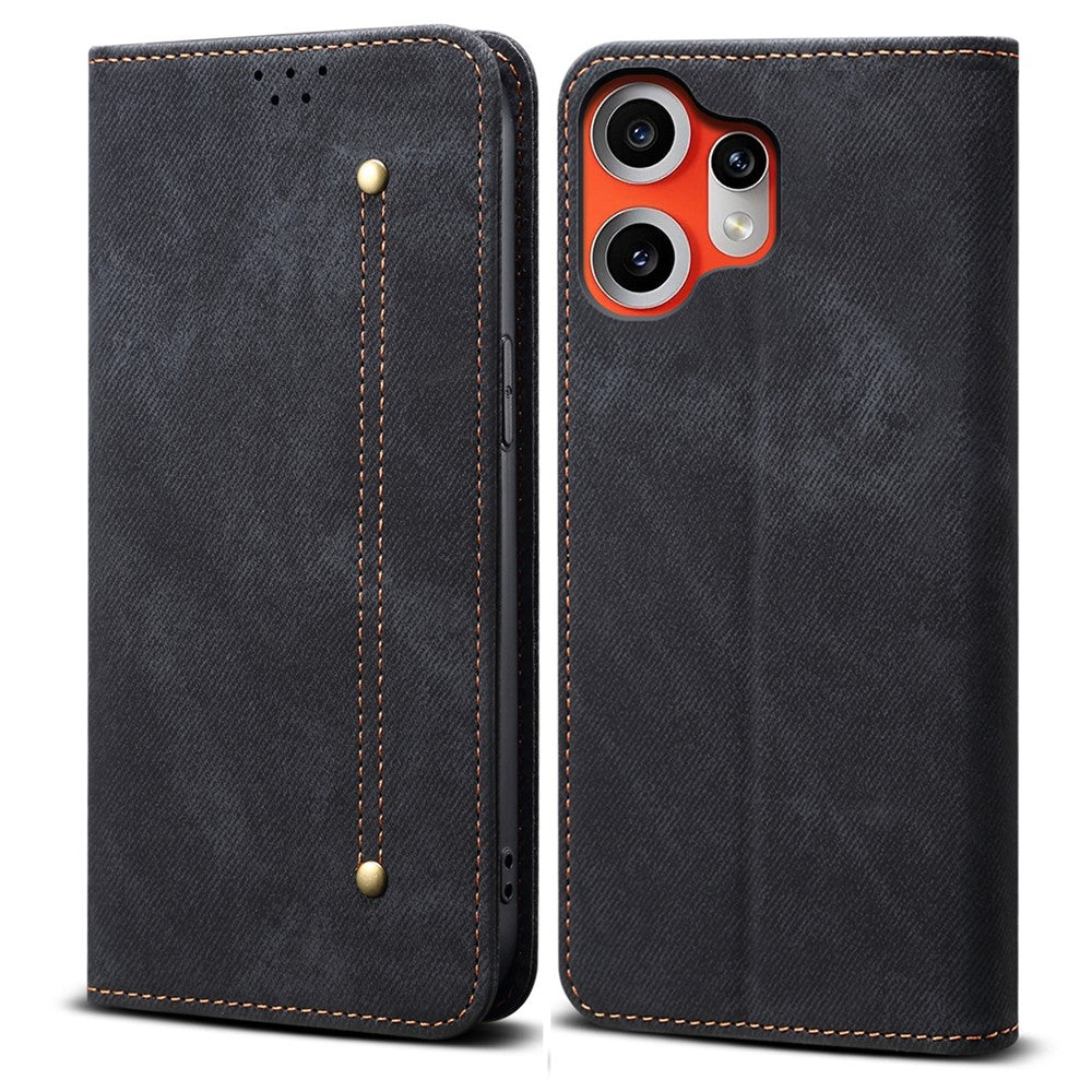 Nothing CMF Phone 2 Pro Handyhülle – Mit Jeansstoff-Textur, PU-Leder, Standfunktion, magnetischer Automatikverschluss, Rundumschutz, mit Brieftasche