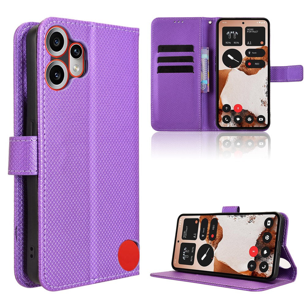For Nothing CMF Phone 2 Pro Leather Wallet Case with Strap Diamond Texture Phone Cover