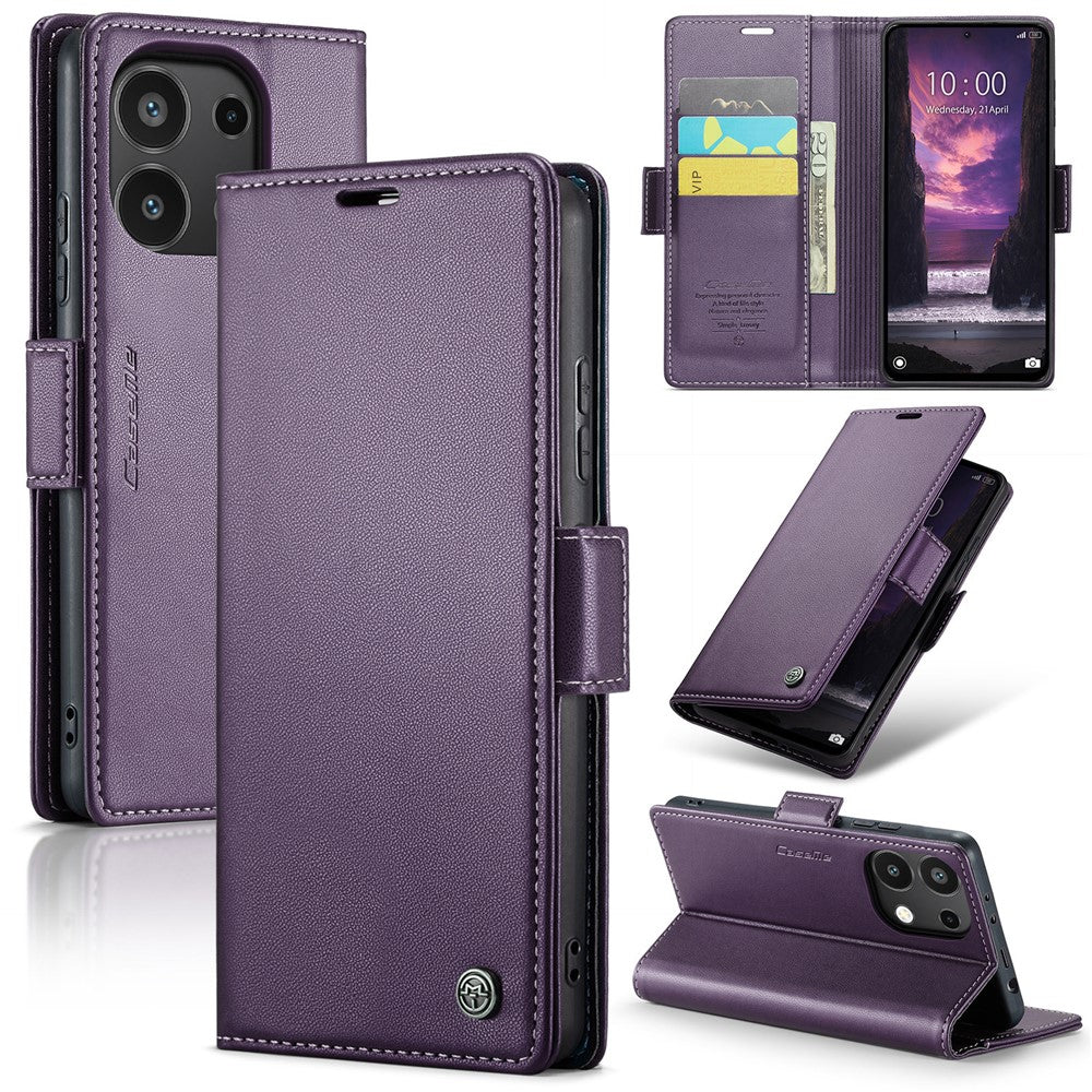 CASEME For Xiaomi Redmi Note 13 4G Case 023 Series RFID Blocking Leather Wallet Stand Phone Cover