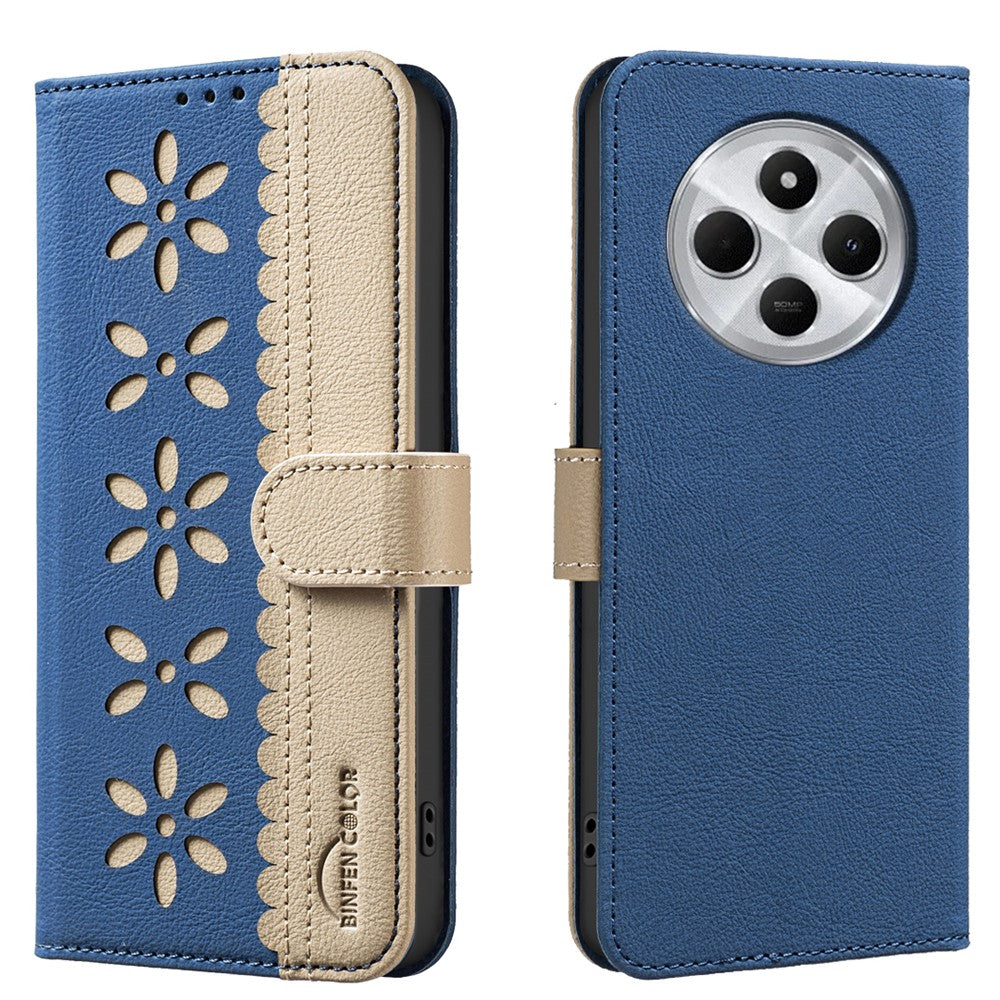 BINFEN COLOR For Xiaomi Redmi 14C 4G / Xiaomi Poco C75 4G Leather Case BF36 Floral Pattern Phone Cover RFID Blocking Wallet Stand