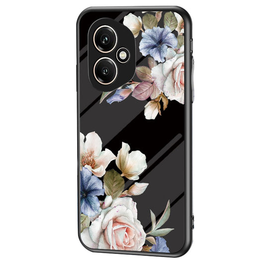 Honor 400 5G (Global) Handyhülle – Aus TPU & gehärtetem Glas, mit Blumenmuster