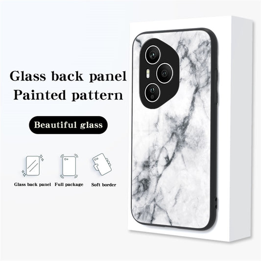 Honor 400 Pro 5G (Global) Handyhülle – Gehäuse Marmormuster aus gehärtetem Glas + PC + TPU