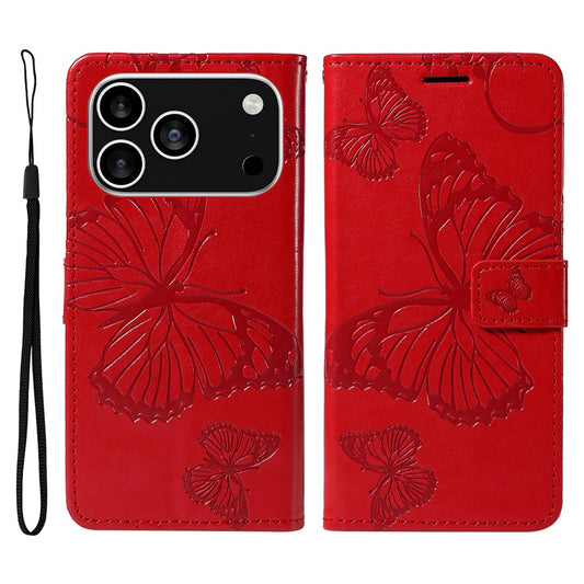 iPhone 17 Pro Wallet-Hülle – Schmetterling Aufgedruckt & Mit Ständer und Riemen