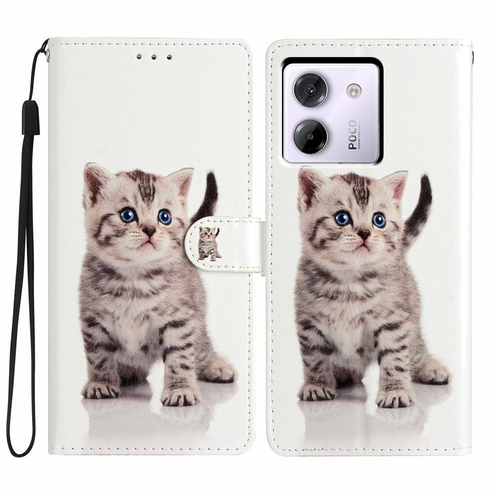For Xiaomi Poco M7 Pro 5G Wallet Case PU Leather Pattern Printing Stand Phone Cover with Strap