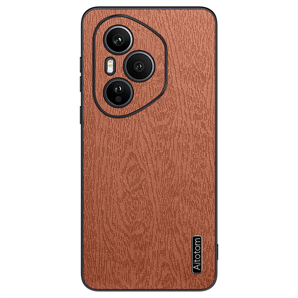 Honor 400 Pro 5G (Global) Handyhülle – Aus lederbeschichtetem PC+TPU, mit Holzmaserung