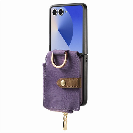 Galaxy Z Flip7 5G – Handyhülle aus PC und PU-Leder, mit Kartenfach