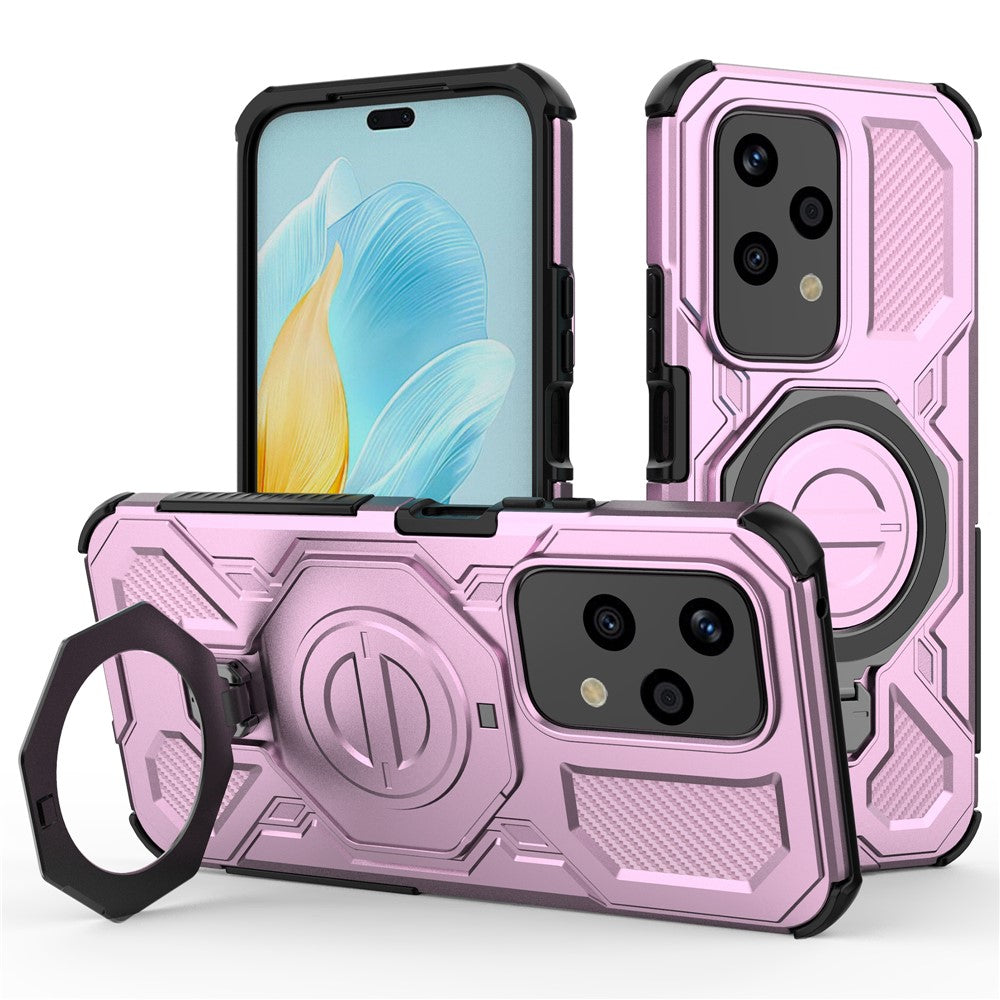 For Honor 200 Lite Magnetic Case Rotating Metal Kickstand PC + TPU Phone Back Cover