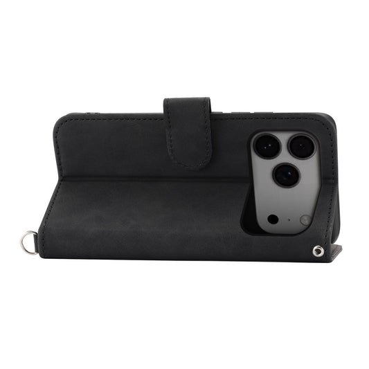 For iPhone 18 Pro Max / 17 Pro Max Case Flower Pattern PU Leather Wallet Phone Cover with Strap