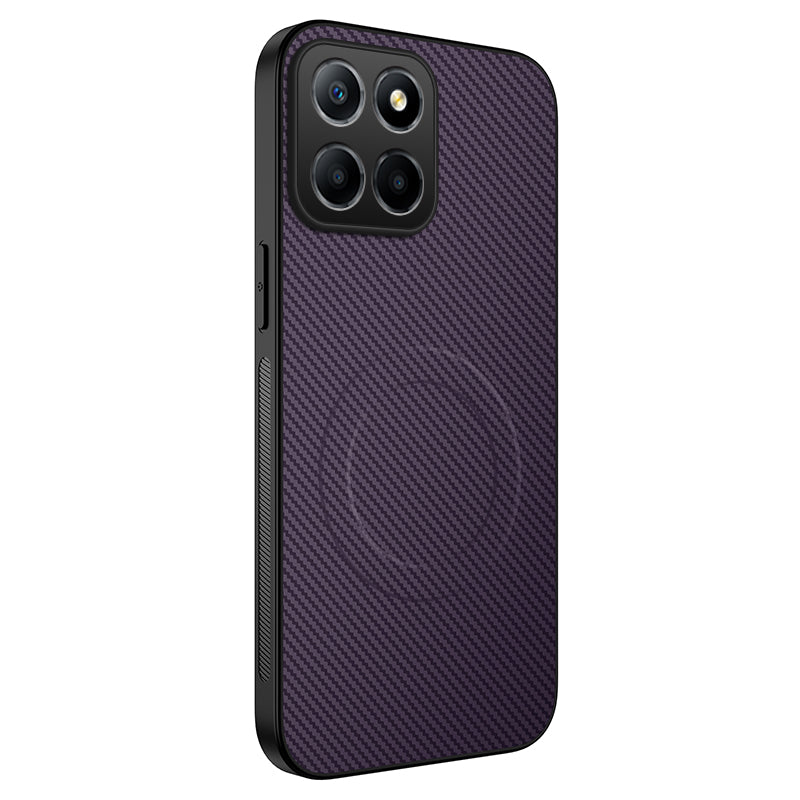 WANLONFENG For Honor X8c 4G Magnetic Case TQ Series Carbon Fiber Texture PC TPU Phone Cover
