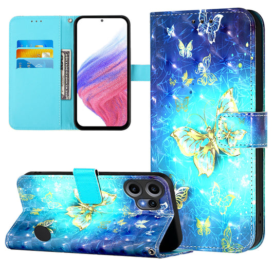 Nothing CMF Phone 2 Pro Wallet-Handyhülle – Aus Leder, mit 3D-Musterdruck, Brieftaschenfunktion, Ständer, mit Tragegurt