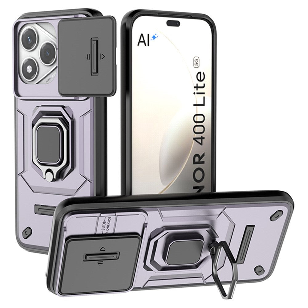 For Honor 400 Lite 5G Case PC + TPU Kickstand Phone Protector with Lens Cover