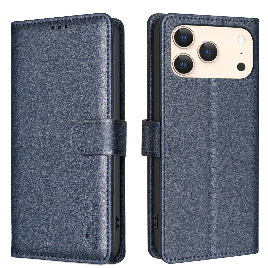 BINFEN COLOR For iPhone 18 Pro Max / 17 Pro Max Leather Case BF32 Wallet RFID Blocking Phone Cover