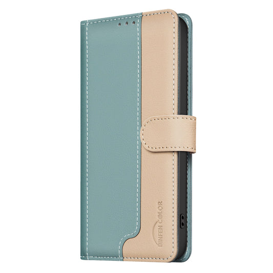 BINFEN COLOR For iPhone 18 Pro Max / 17 Pro Max Leather Case Splicing Color RFID Blocking Wallet Stand Phone Cover