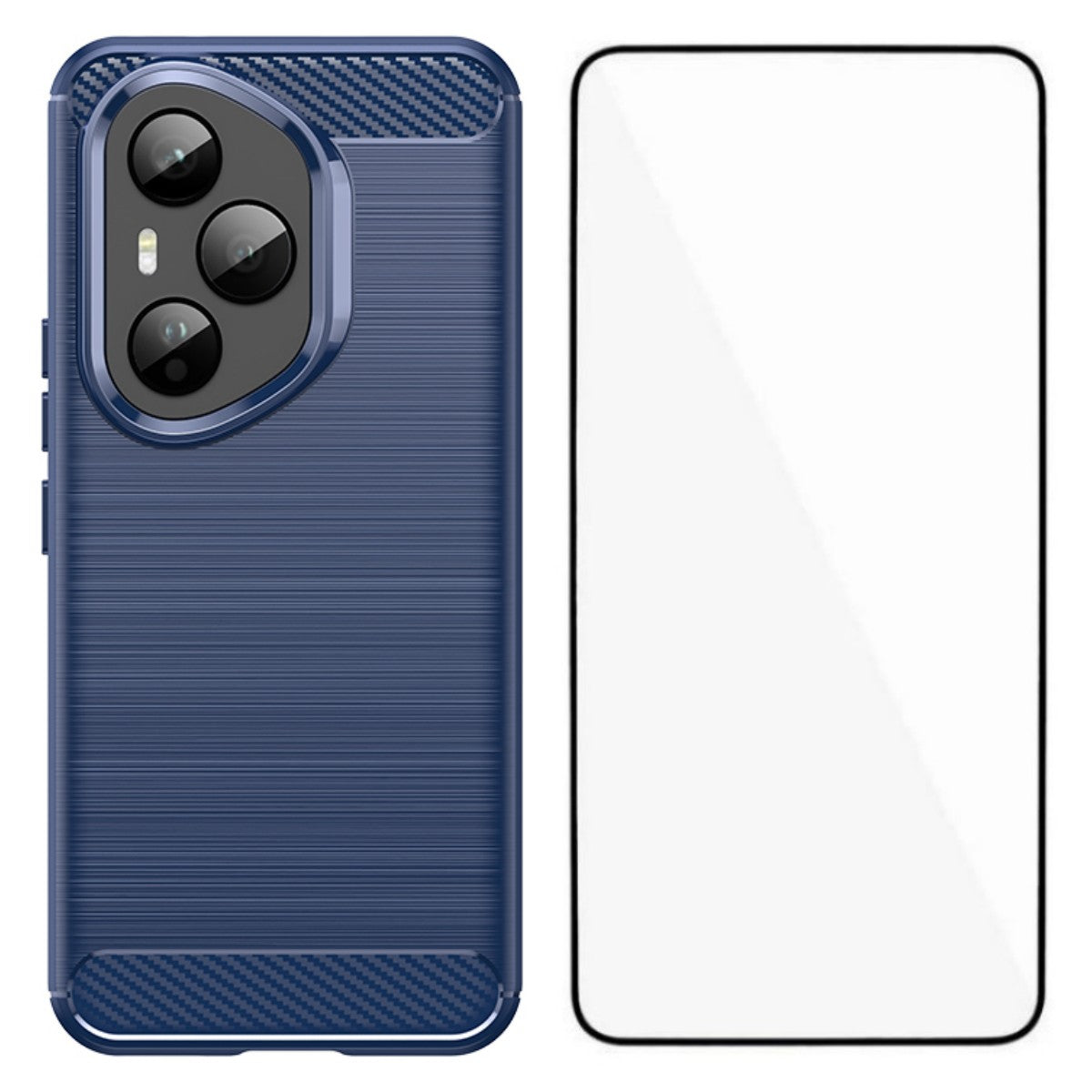 WANLONFENG For Honor 400 Pro 5G (Global) Case with Screen Film LS Series Big Lens Hole Brushed Texture TPU Phone Cover