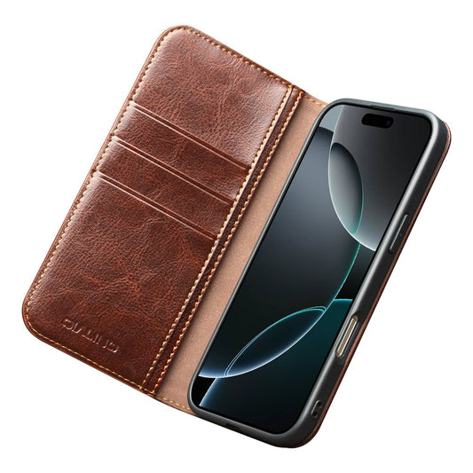 iPhone 17 Pro Echtleder-Handyhülle – Geldbörse & Standfunktion