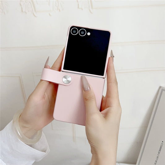 Galaxy Z Flip7 5G – Handyhülle aus Kunststoff und PU-Leder, mit Handschlaufe