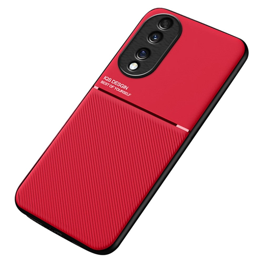 Cellphone Case for Honor 70 5G, Drop-proof Lines Imprinted PU Leather+TPU Hybrid Shell with Built-in Metal Sheet