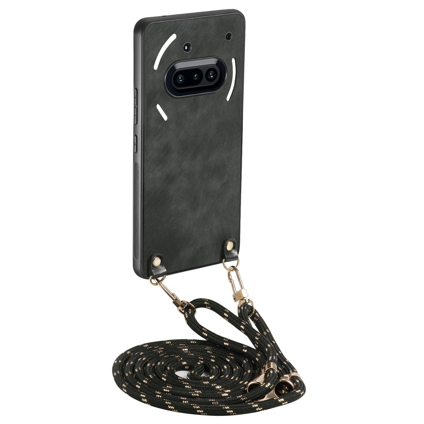 For Nothing Phone (3a) Retro Leather Phone Back Cover with Adjustable Strap