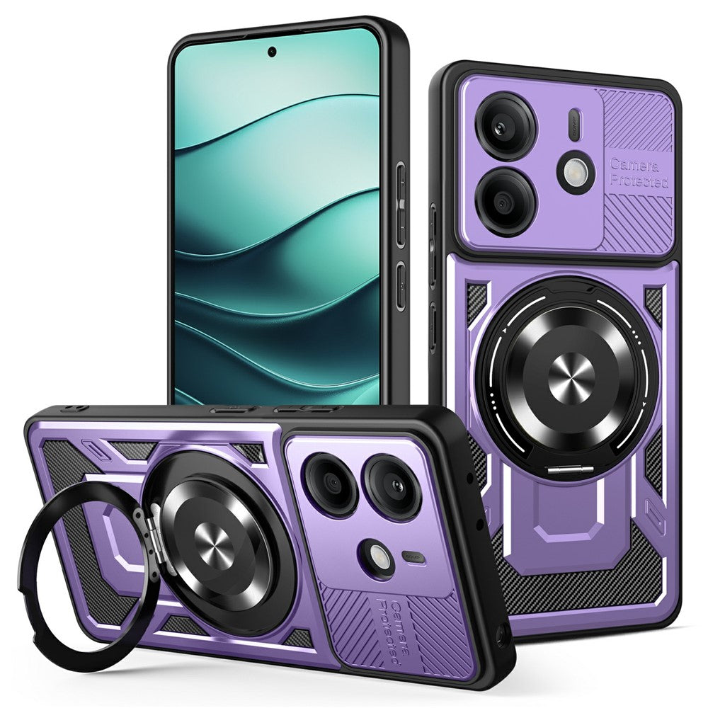 For Xiaomi Redmi Note 14 4G (164.84mm) Magnetic Case Rotating Kickstand TPU + PC Phone Cover