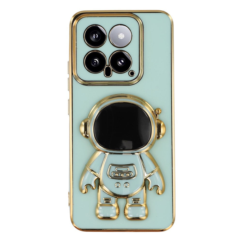 For Xiaomi 14 Case Electroplating Soft TPU Phone Cover with Astronaut Hidden Kickstand