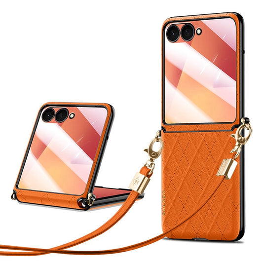 Galaxy Z Flip7 5G – Handyhülle aus Kunststoff und PU-Leder, mit Schulterriemen