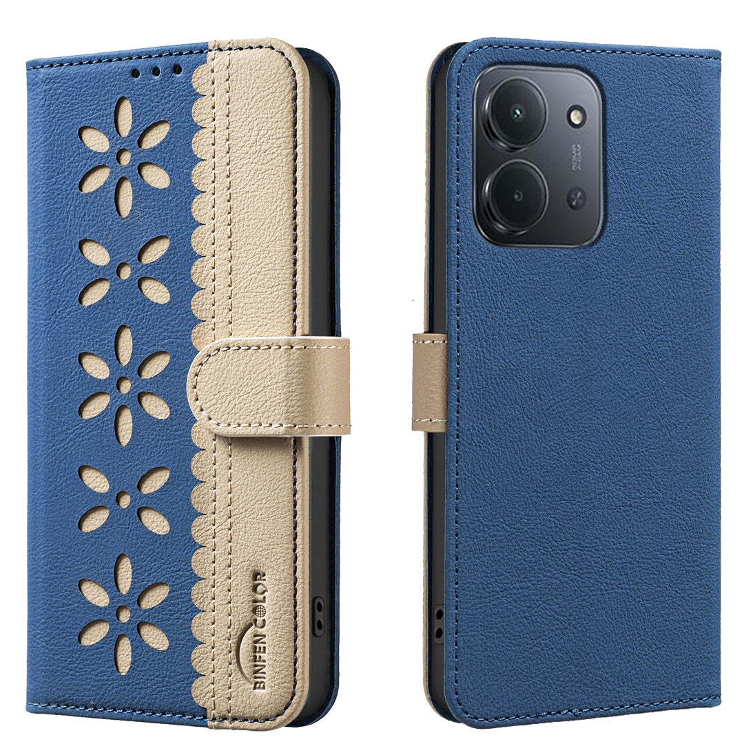 BINFEN COLOR For Xiaomi Redmi 15C 5G (EU) (173mm) / 15C 4G (EU) (173mm) Leather Case Floral Pattern Phone Cover RFID Blocking Wallet Stand