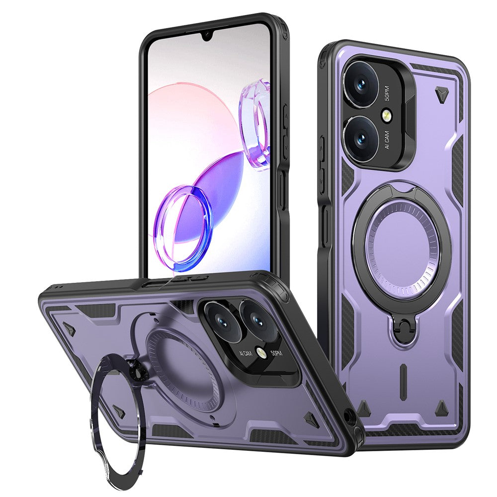 Magnetic Case For Xiaomi Redmi 13C 4G / 5G / 13R 5G / Poco C65 4G / M6 5G Military Protection PC + TPU Kickstand Phone Cover