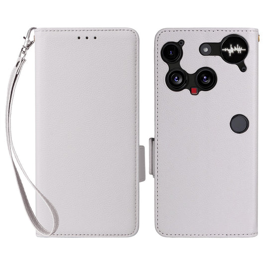 Nothing Phone (3) 5G Wallet-Handyhülle – Aus PU-Leder & Litschi-Textur, mit Ständer & Tragegurt