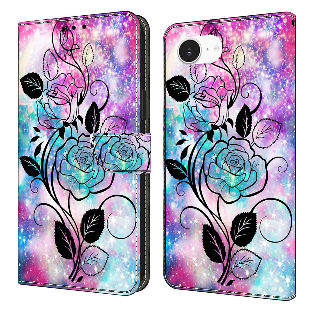 For iPhone 17e / 16e Wallet Case Pattern Printing PU Leather Flip Stand Phone Cover