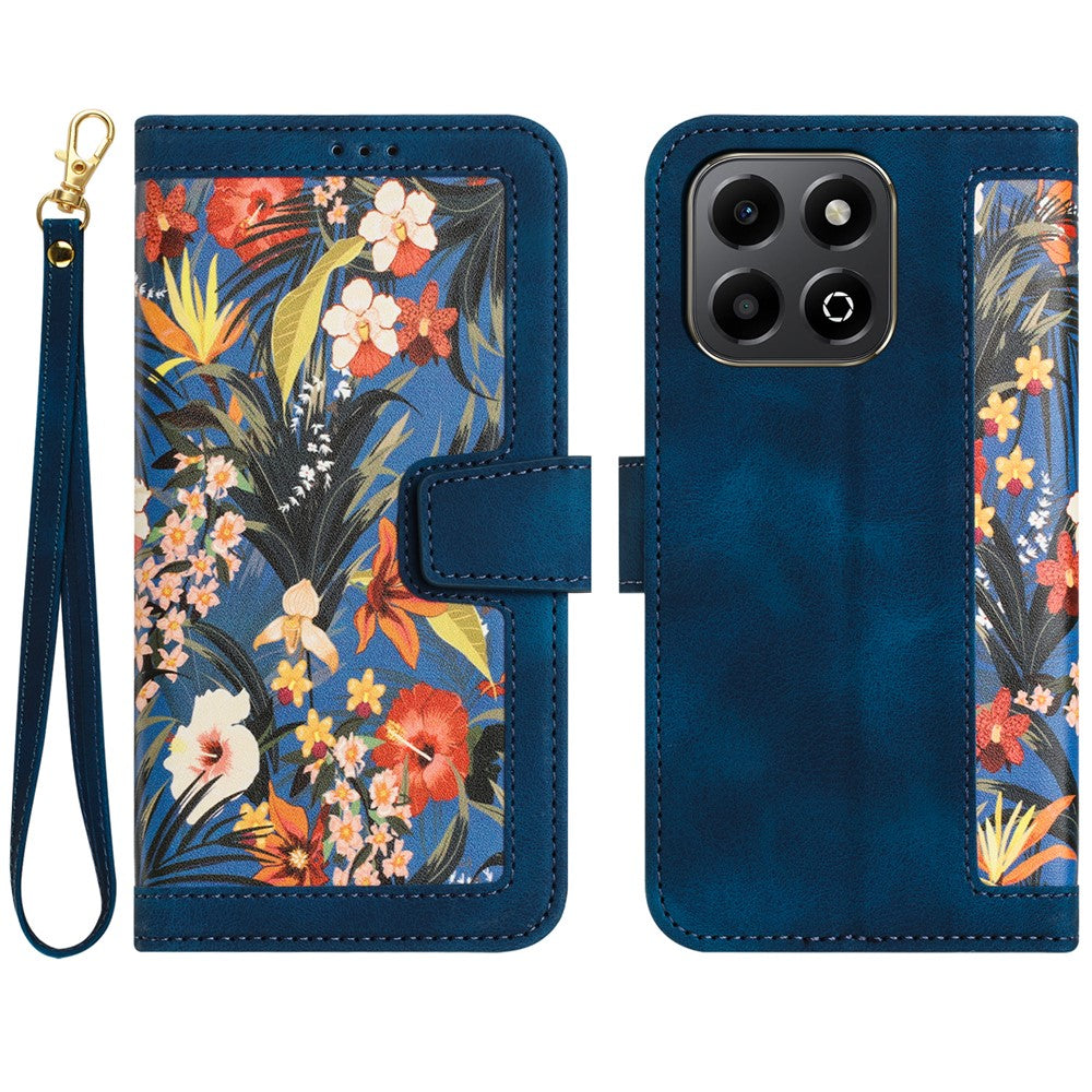Honor 400 Smart 5G / 4G / X7d 4G Wallet-Handyhülle – Aus PU-Leder, mit Blumenmuster & Kartenfächern