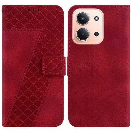 Xiaomi Redmi 15C 4G (EU) (173mm) / Xiaomi Redmi 15C 5G (EU) (173mm) Handyhülle – 15C 4G (EU) (173 mm) aus Leder mit 7-förmigem Musteraufdruck und Riemen