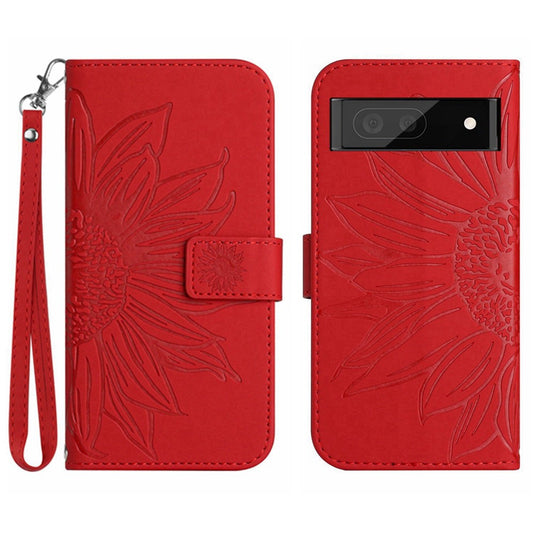 Pixel 7 5G Wallet-Hülle – Sonnenblume aufgedruckt, mit Ständer & Riemen