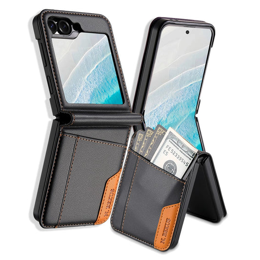 Galaxy Z Flip6 5G / Galaxy Z Flip7 FE 5G – Handyhülle aus Kunststoff und PU-Leder, mit Kartenfach