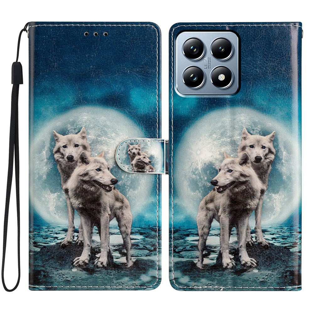 For Xiaomi 15T Wallet Case PU Leather Pattern Printing Stand Phone Cover with Strap