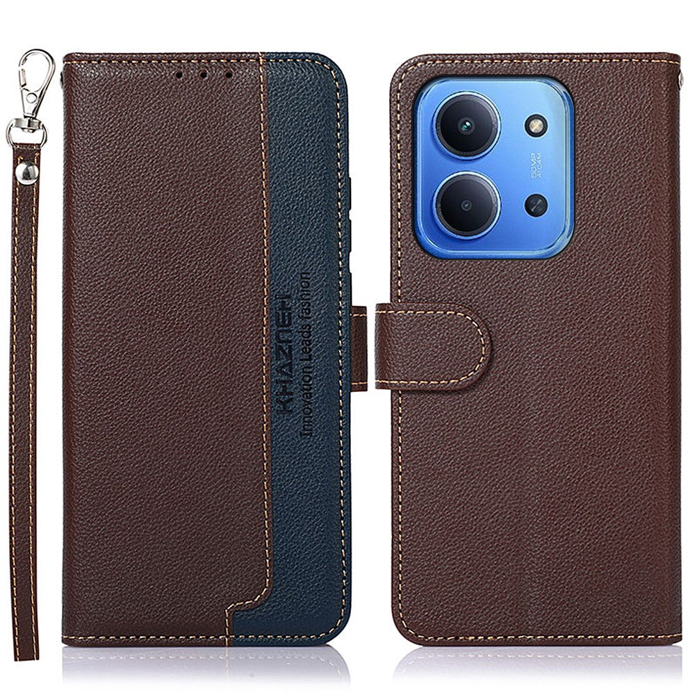 KHAZNEH For Xiaomi Redmi 15C 5G (EU) (173mm) / 15C 4G (EU) (173mm) Case RFID Blocking Wallet PU Leather Phone Cover with Strap